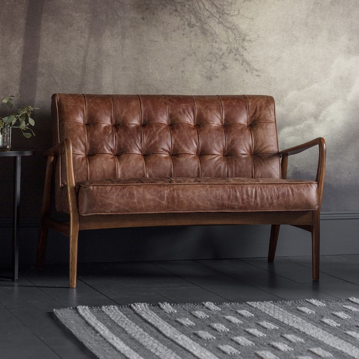 2 Seater Sofa- Harland in Vintage Brown Leather- Lifestyle