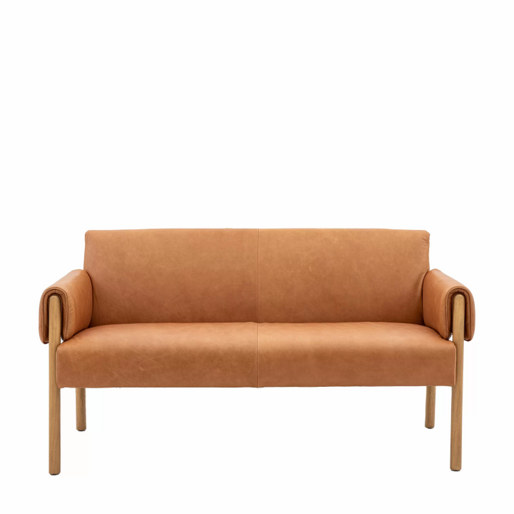 2 Seater Sofa in Brown Leather- Bronx- Front