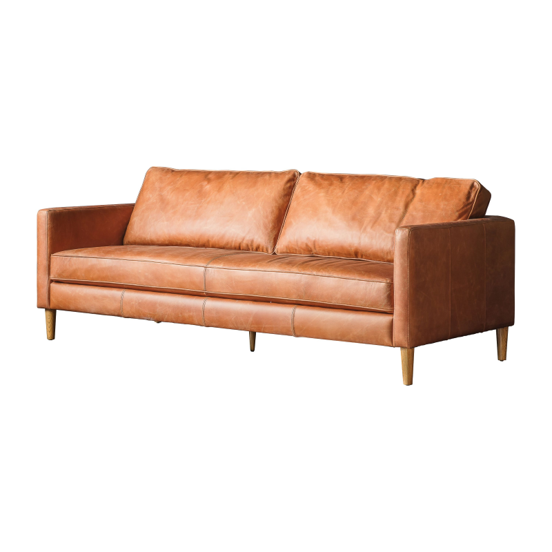 2 Seater Sofa in Vintage Brown Leather- Bonneville- Angle
