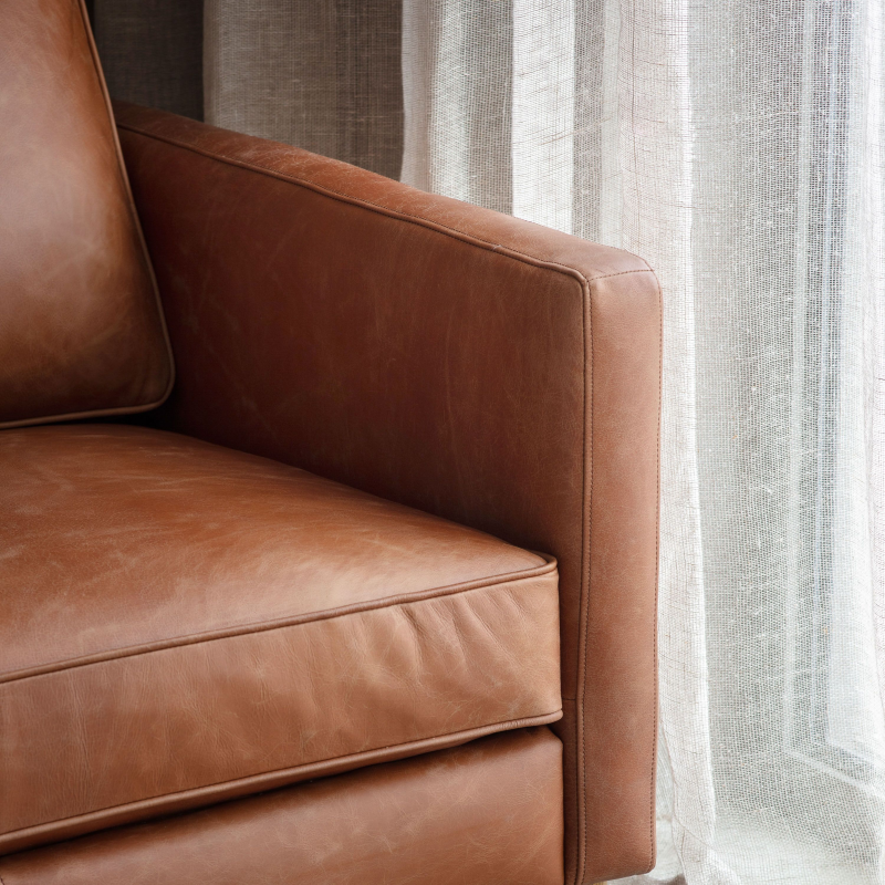 2 Seater Sofa in Vintage Brown Leather- Bonneville- Armrest