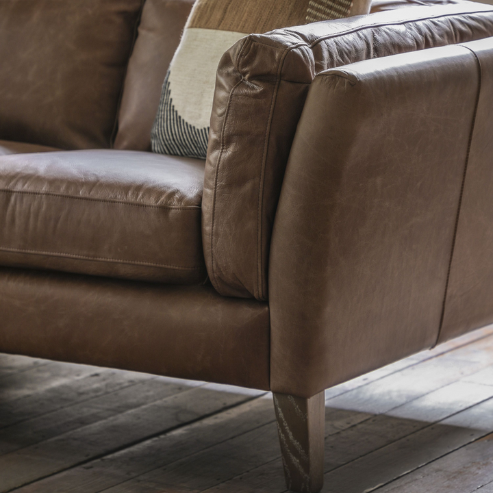 2 Seater Sofa in Vintage Brown Leather- Leonard- Lifestyle- Close