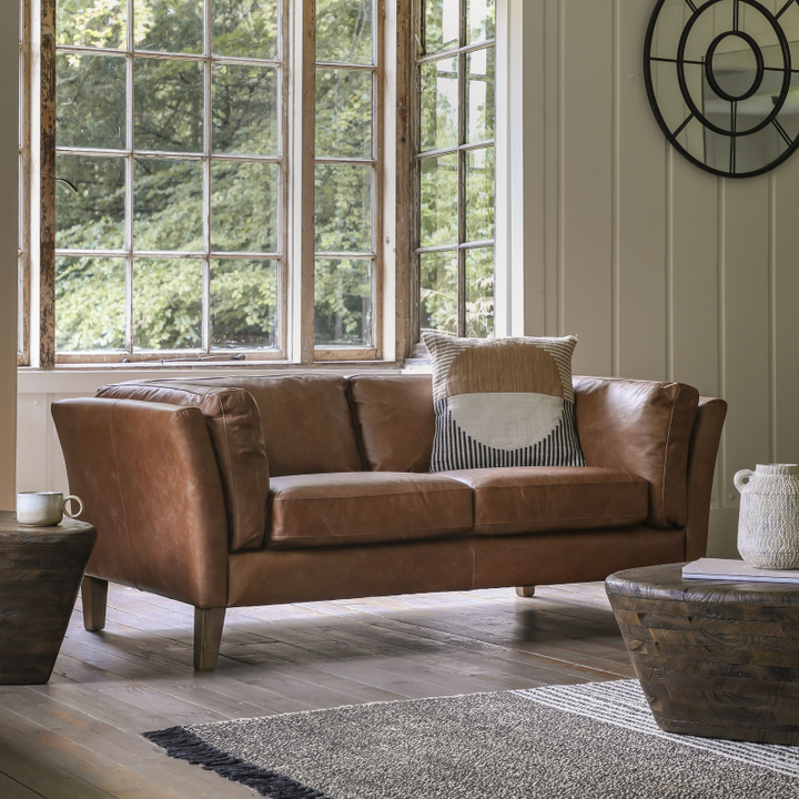 2 Seater Sofa in Vintage Brown Leather- Leonard- Lifestyle