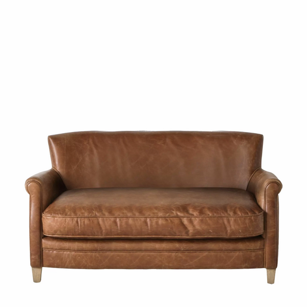 2 Seater Sofa in Vintage Brown Leather- Rupert- Front