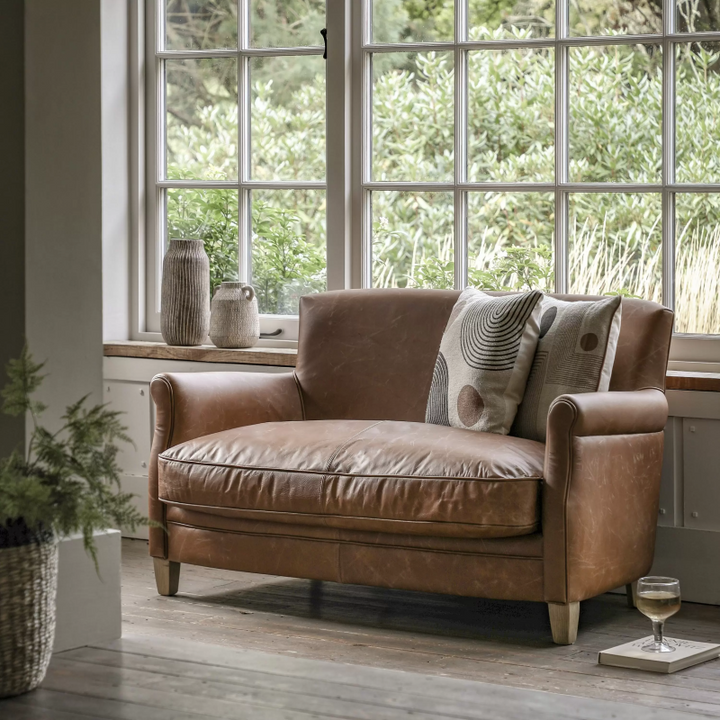 2 Seater Sofa in Vintage Brown Leather- Rupert- Lifestyle