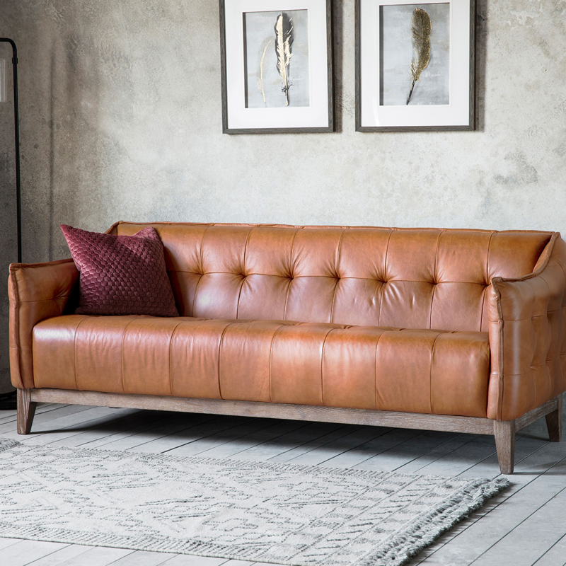3 Seater Sofa in Vintage Brown Leather- Bergman- Lifestyle