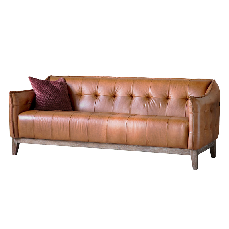 3 Seater Sofa in Vintage Brown Leather- Bergman