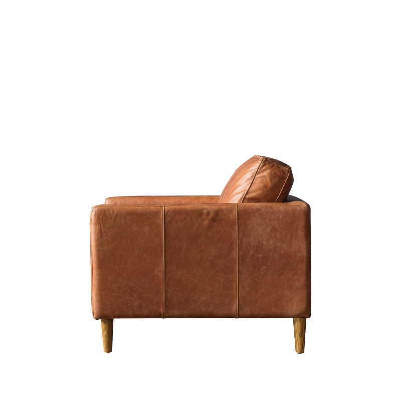 Armchair in Vintage Brown Leather- Bonneville- Side