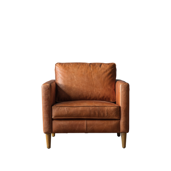 Armchair in Vintage Brown Leather- Bonneville