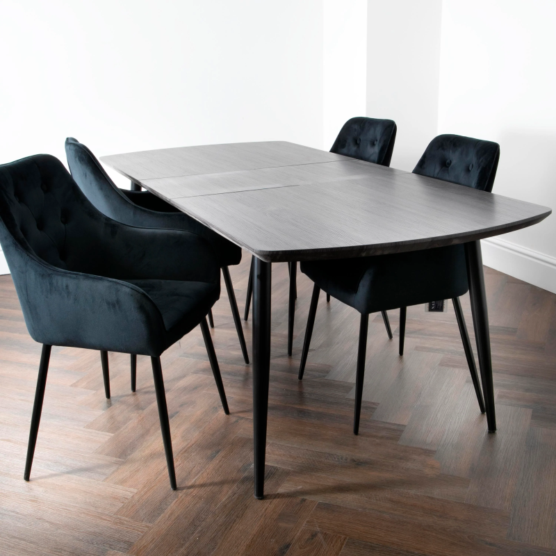 Dining Table with 4 Chairs- Oxford in Grey Oak- Lifestyle