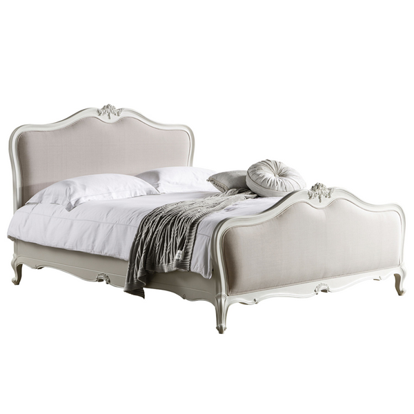 King Size Bed- Ashton- Linen in Vanilla White