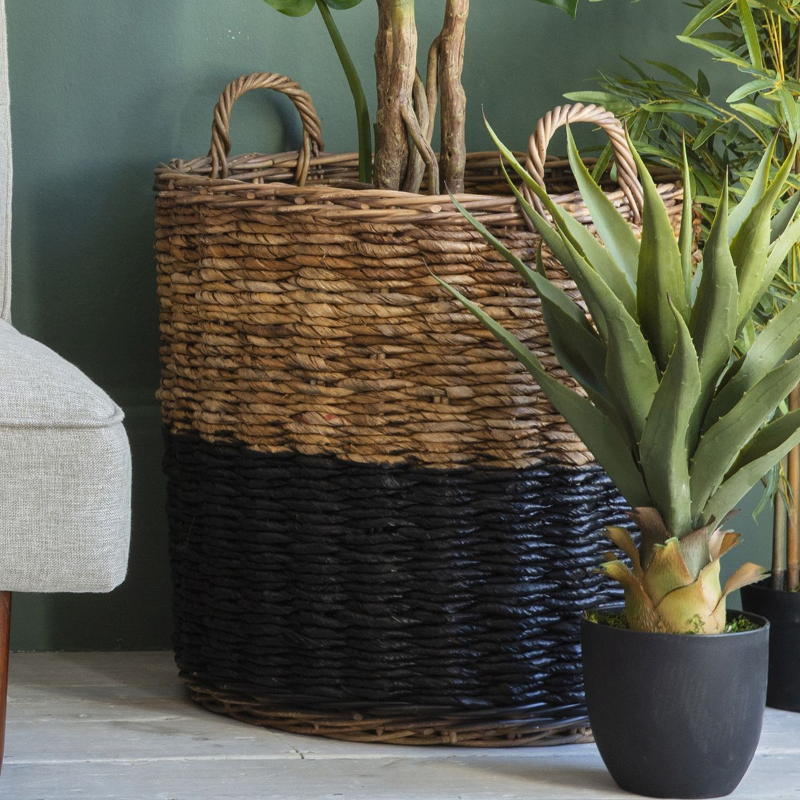 Storage Basket- Set of 3 in Natural & Black- Wilf- Lifestyle 3