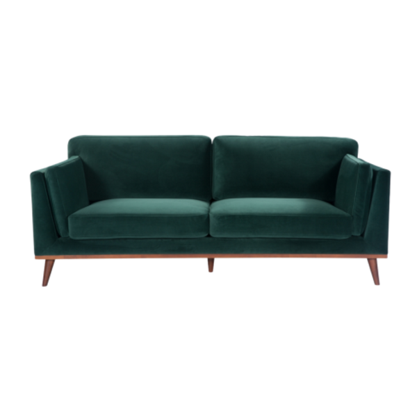 Mickey 3 Seat Sofa- Emerald Green Velvet- Front