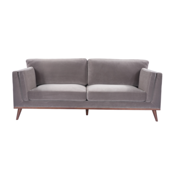 Mickey 3 Seat Sofa- Stone Grey Velvet- Front