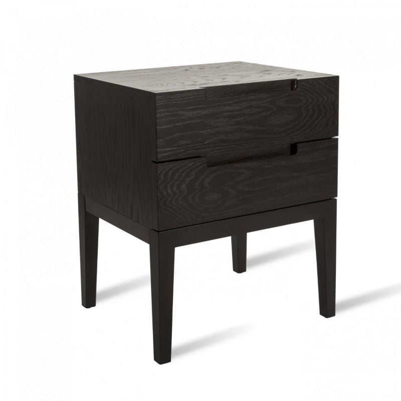 Orchid Two Drawer Bedside Table- Black