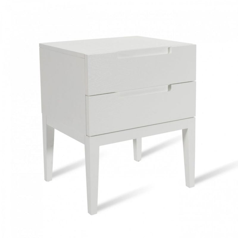 Orchid Two Drawer Bedside Table- White